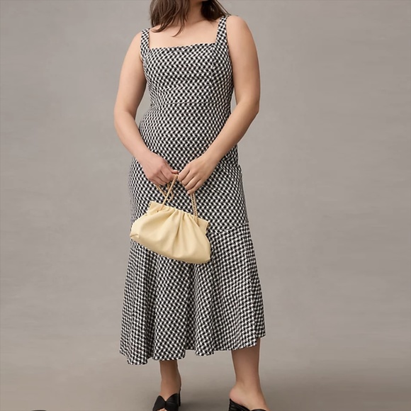 Anthropologie The Ariana Square Neck Asymmetrical Ruffle Hem Dress 3X Plus - Picture 2 of 14